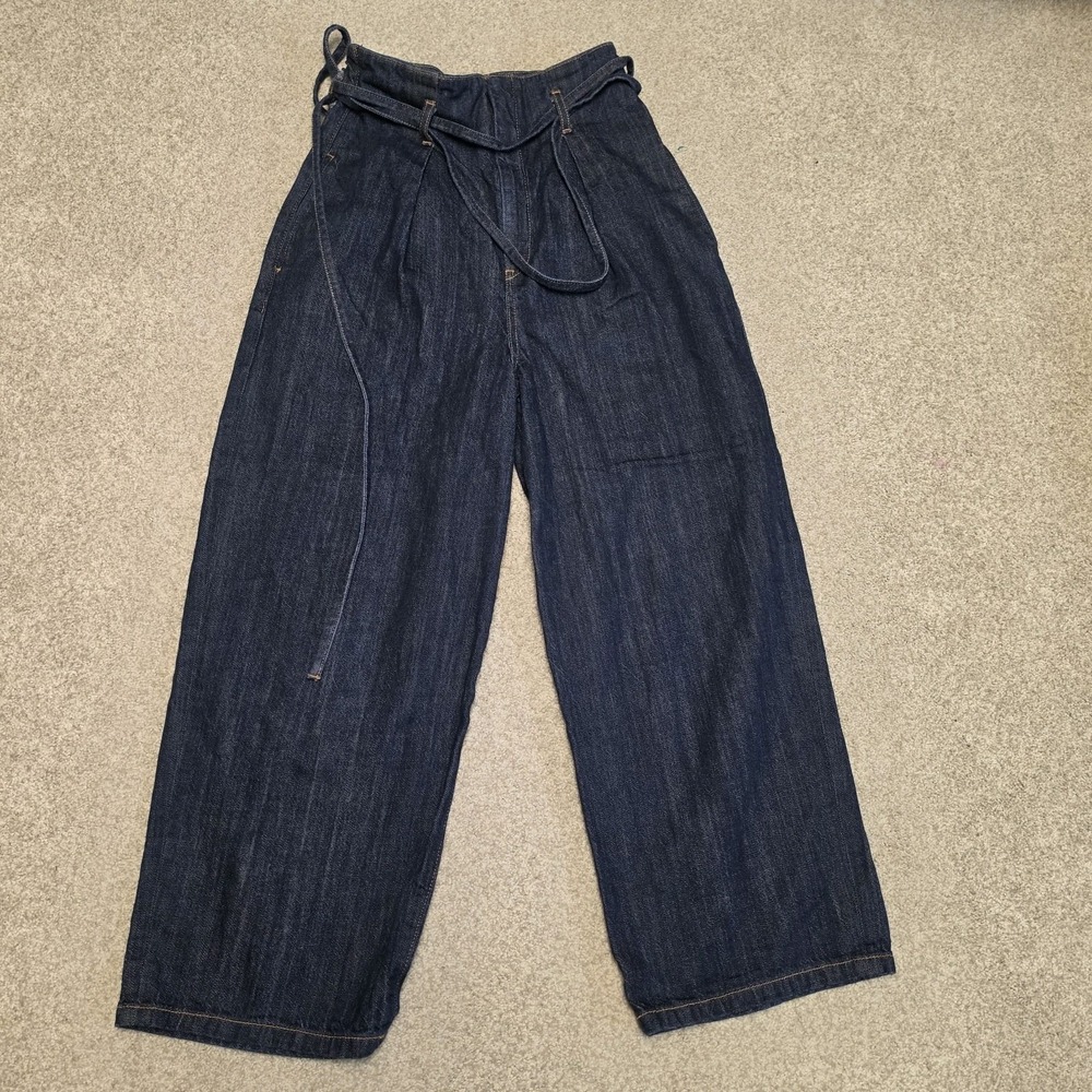 Black By Moussy Wide Leg Dark Wash Denim Jeans Women's Sz 24 Japan Missing Butto